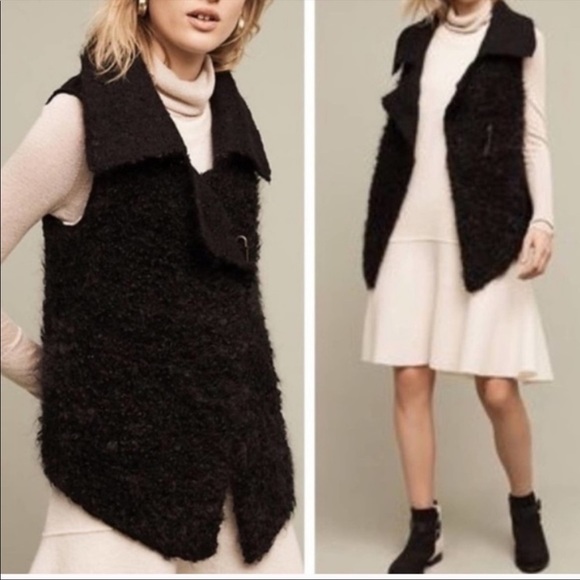 NWT Sleeping On Snow x Anthropologie Black Tavan Mohair Blend Fuzzy Vest - Picture 3 of 14